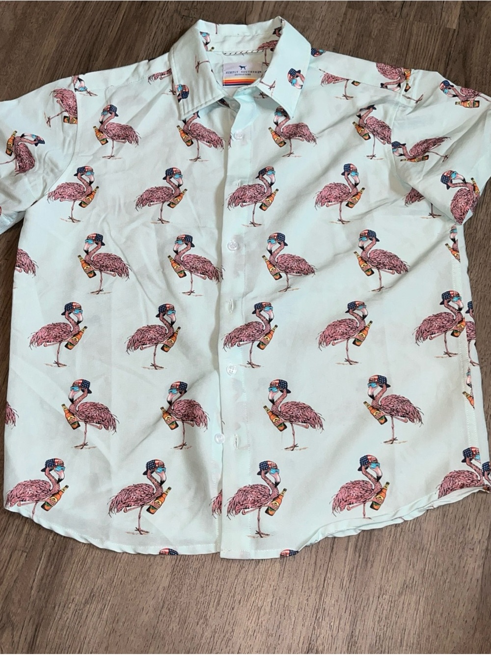 Men's Short-Sleeve Flamingo Print Shirt - S